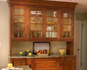 10-12 [Perimeter] Wood : Clear Pine; Paint Color : Custom blend; Door Style : Barrington; Face Frame : Beaded Inset [Hutch] Wood : Cherry; Finish : Candlelight; Door...