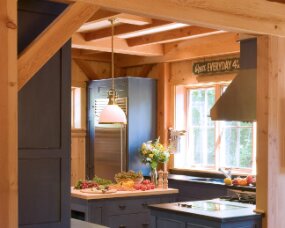 50-02 Wood : Clear Pine; Paint Color : Soldier Blue Milk Paint over Cherry stain, burnished; Door Style : Old Cupboard; Face Frame : Square Inset