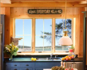 50-06 Wood : Clear Pine; Paint Color : Soldier Blue Milk Paint over Cherry stain, burnished; Door Style : Old Cupboard; Face Frame : Square Inset