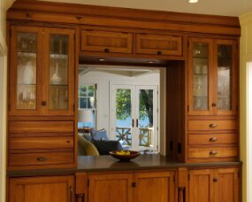 53-07 Wood : Old Growth Eastern White Pine; Finish : Burnt Umber; Door Style : Providence; Face Frame : Beaded Inset