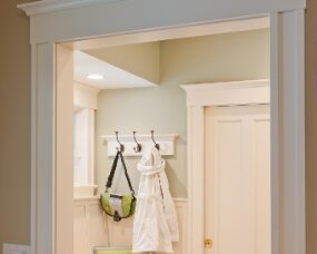 66-10 Wood : Maple; Paint Color : Light Cream Milk Paint over Driftwood Milk Paint, burnished; Door Style : Barnstead; Face Frame : Square Inset
