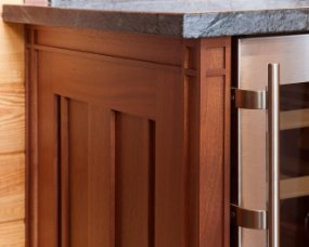 70-13 Wood : Sapele (Wood specie no longer available. Shown for style only); Finish : Nutmeg; Door Style : Ellsworth; Face Frame : Squared Channel