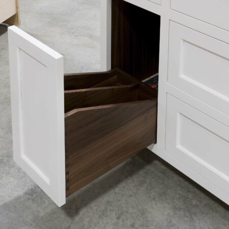 Base Cabinet with Tray Drawer Box and Pegged Plate Drawers - Tray Drawer Open