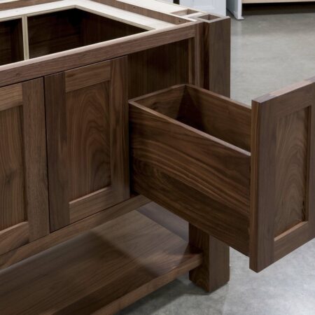Four Post Vanity Cabinet - Far Right Drawer Open