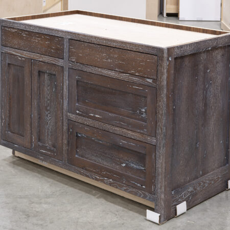 Base Cabinet with Reclaimed Red Oak, Chestnut stain and Surf Highlights - Right Side