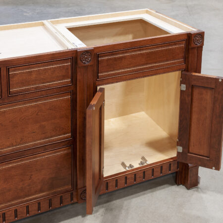 Eastlake Inspired Master Bath Cabinet - Right Doors Open