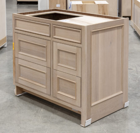 Five Drawer Sink Base Cabinet with Pipe Chase - Right Side